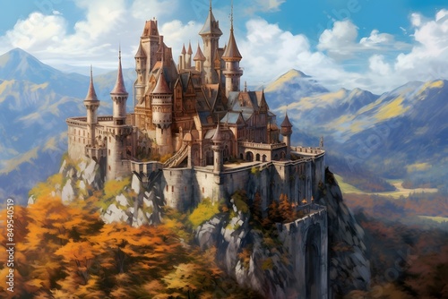 A detailed view of a magical castle, high detail
