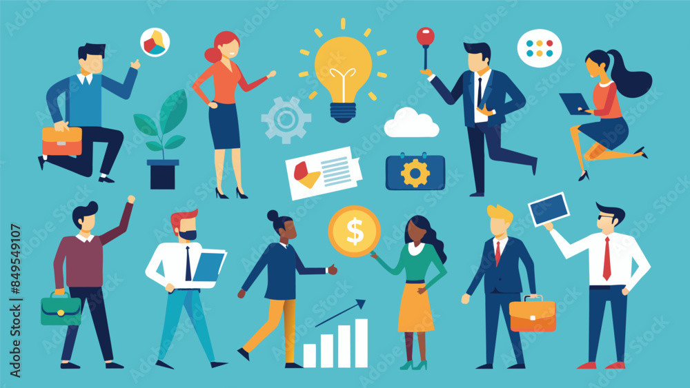 Business Concept illustrations. Mega set. Collection of scenes with men and women Business Concept illustrations. Mega set. Collection of scenes with men and women