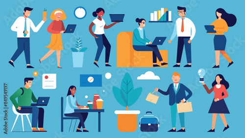 Wallpaper Mural Business Concept illustrations. Mega set. Collection of scenes with men and women Torontodigital.ca