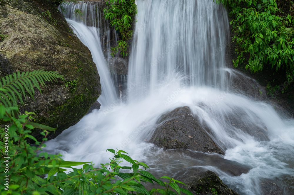Paglajhora waterfall , famous waterfall in monsoon, at Kurseong, Himalayan mountains of Darjeeling, West Bengal, India. Origin of Mahananda River flowing through Mahananda Wildlife Sanctuary. Paglajhora waterfall , famous waterfall in monsoon, at Kurseong, Himalayan mountains of Darjeeling, West Bengal, India. Origin of Mahananda River flowing through Mahananda Wildlife Sanctuary.