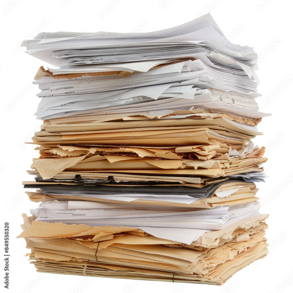 Stack of business documents papers isolated on white background Stack of business documents papers isolated on white background