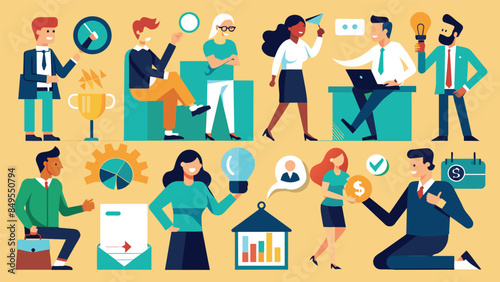 Business Concept illustrations. Mega set. Collection of scenes with men and women