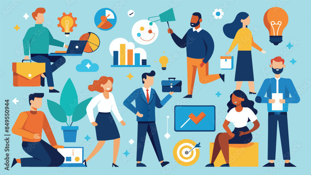Business Concept illustrations. Mega set. Collection of scenes with men and women Business Concept illustrations. Mega set. Collection of scenes with men and women