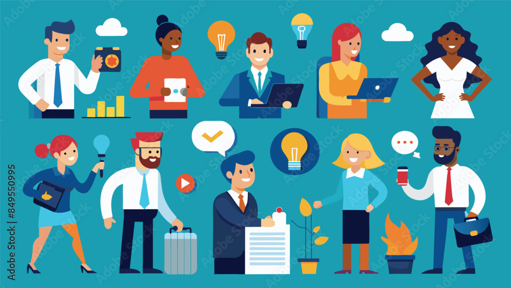 Business Concept illustrations. Mega set. Collection of scenes with men and women Business Concept illustrations. Mega set. Collection of scenes with men and women