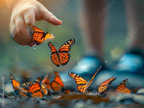 A lot of butterflies and people who catch them photo