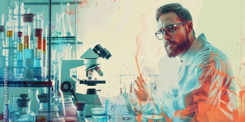 The scientist is working hard in the lab to find a cure for the disease