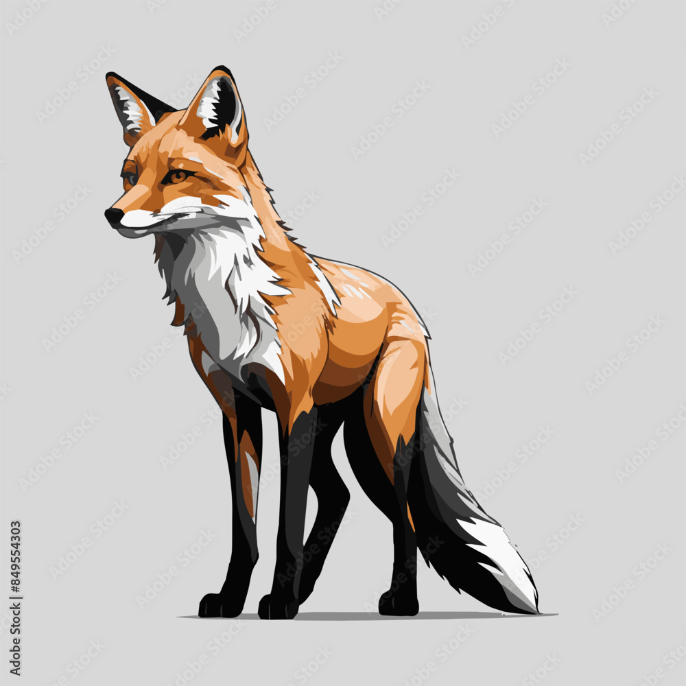 Obraz premium a color fox standing vector design with white background.
