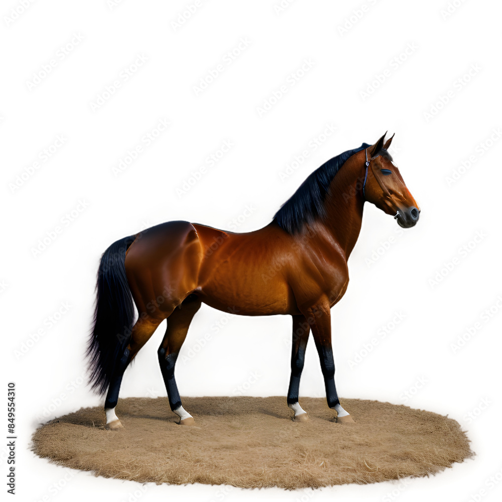 Obraz premium A magnificent portrait of a brown horse in motion, showcasing its powerful and graceful stride