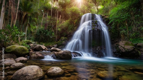 Cascada en un bosque cerrado
