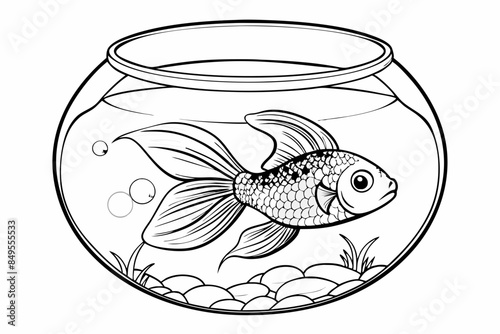 Fish glass fishbowl aquarium vector illustration