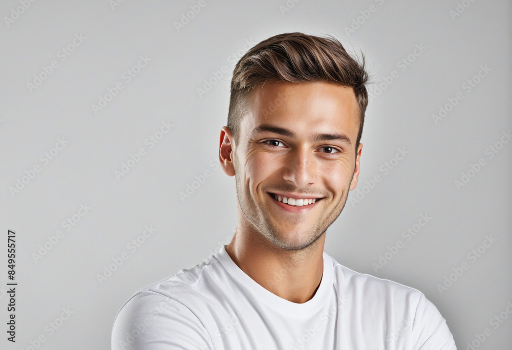 Studio portrait of a confident and successful young businessman standing with folded arms in casual attire on a white isolated background, perfect for print media, websites, and wallpapers Studio portrait of a confident and successful young businessman standing with folded arms in casual attire on a white isolated background, perfect for print media, websites, and wallpapers