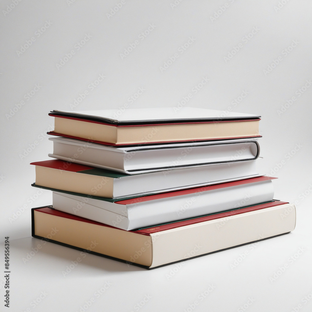 Three three-dimensional books in a blank cardboard box, isolated on a white background Three three-dimensional books in a blank cardboard box, isolated on a white background