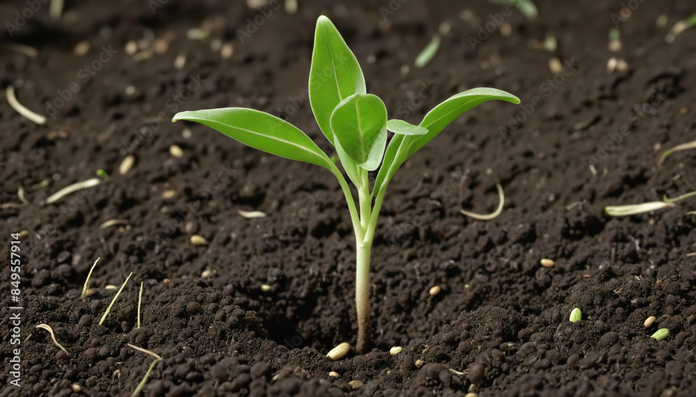 A seed of hope germinates and grows into a new plant in the fertile ground of a garden A seed of hope germinates and grows into a new plant in the fertile ground of a garden