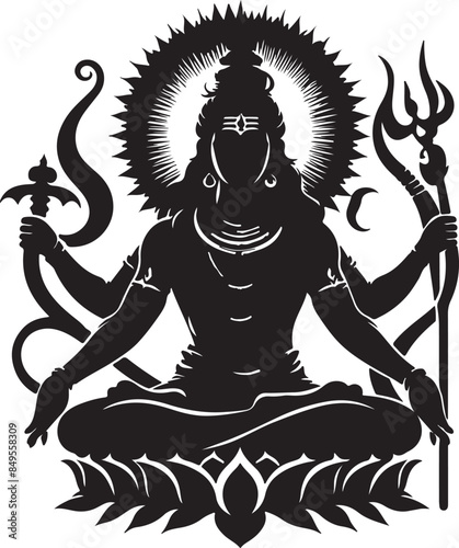 Lord Shiva face silhouette vector illustration