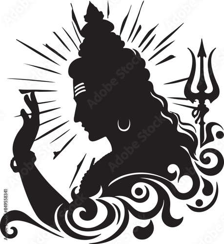 Lord Shiva face silhouette vector illustration