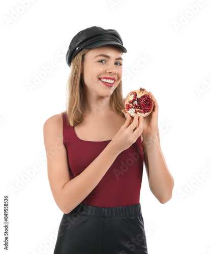 Smiling young woman holding...