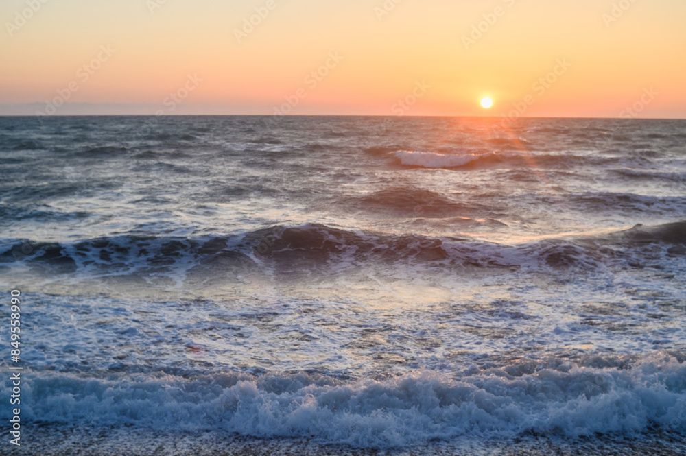 Sun rise at the beach. Sun rising at sea horizon. Golden hour. 1 Sun rise at the beach. Sun rising at sea horizon. Golden hour. 1