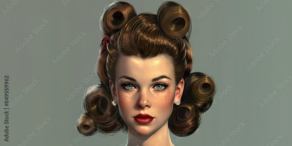 Hairstyle Victory Rolls A Figure With Victory Rolls Hairstyle Representing The Iconic Hairstyle Victory Rolls A Figure With Victory Rolls Hairstyle Representing The Iconic