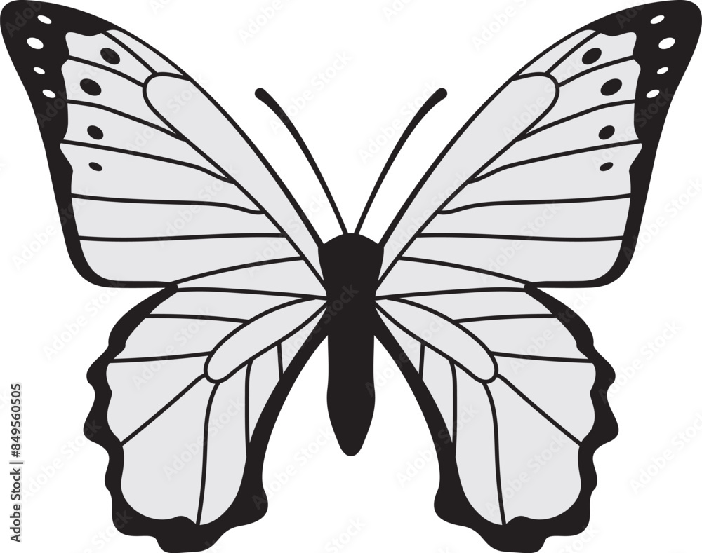 Black and white butterfly cartoon icon. Black and white butterfly cartoon icon.