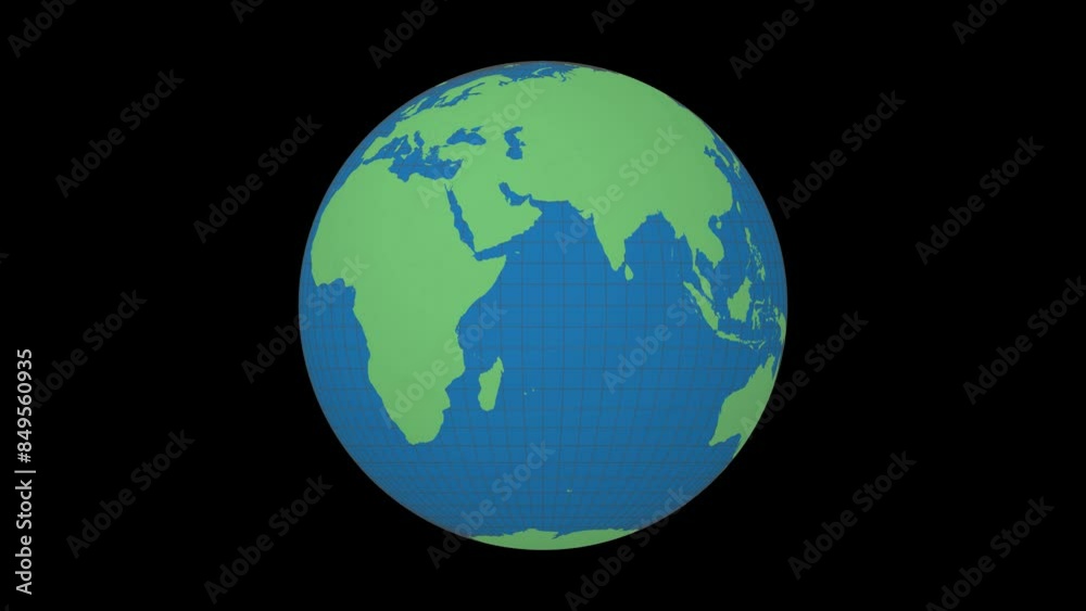 Spinning globe with a moderate speed planet rotation. Solid color style world map with dense graticule lines on a black background. Fresh animation. Spinning globe with a moderate speed planet rotation. Solid color style world map with dense graticule lines on a black background. Fresh animation.