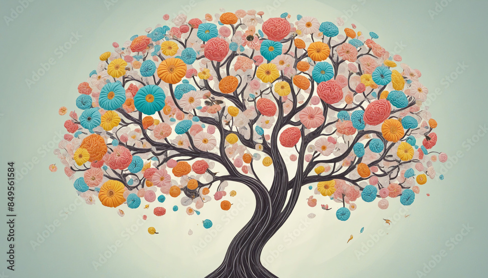 Floral Brain: A Symbol of Creative and Healthy Mental Design Floral Brain: A Symbol of Creative and Healthy Mental Design