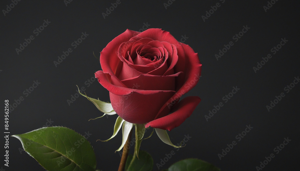 A Stunning Red Rose Blossom Amidst a Dark Canvas A Stunning Red Rose Blossom Amidst a Dark Canvas