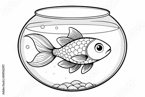 Fish glass fishbowl aquarium vector illustration