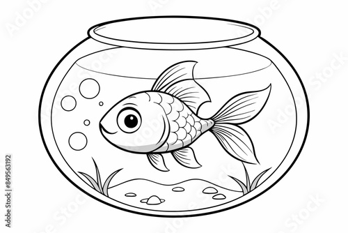 Fish glass fishbowl aquarium vector illustration