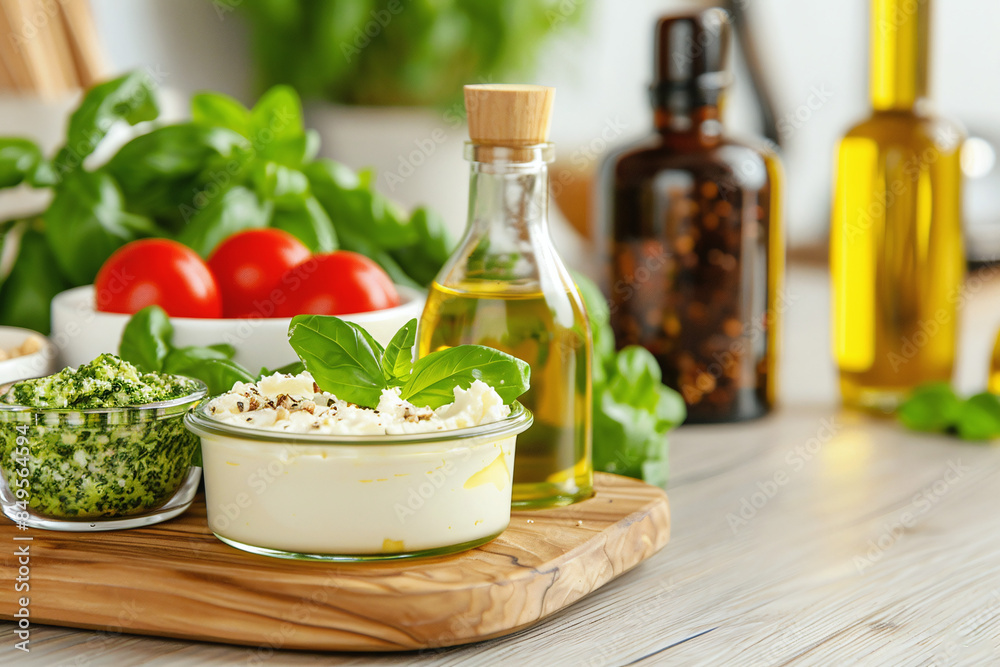 ricotta cheese with olive oil and smashed broccoli, healthy homemade recipe ricotta cheese with olive oil and smashed broccoli, healthy homemade recipe