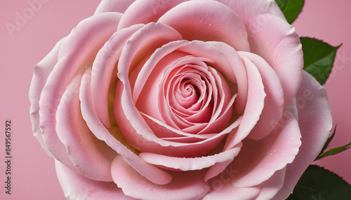 Romantic Pink Rose Bouquet on Rustic Wooden Background