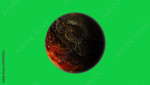 dark red color abstract unknown planet rotation seamless looping animation in green screen