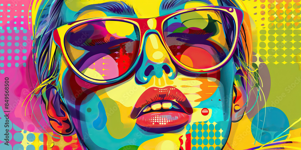 Art (Pop Art): A figure with a pop art piece, symbolizing the vibrant and colorful art movement of the 1960s Art (Pop Art): A figure with a pop art piece, symbolizing the vibrant and colorful art movement of the 1960s