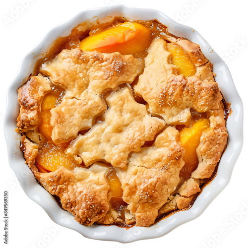 A delicious peach cobbler made with fresh peaches and a flaky crust. photo