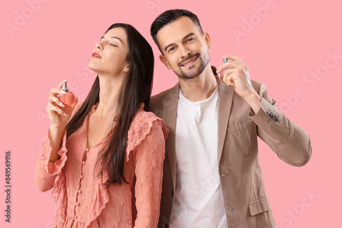 Young couple with bottles o...
