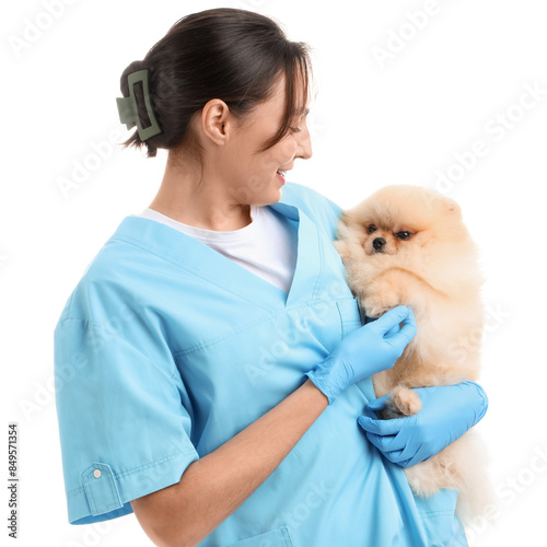 Female veterinarian with cu...