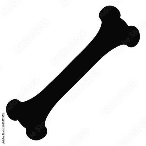 Detailed vector illustration of a single black bone silhouette, perfect for icons, logos, and design projects