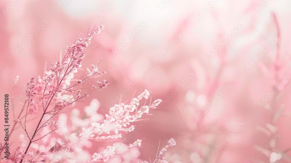 Naklejka premium Delicate Pink Flowers in Soft Focus, Generative AI
