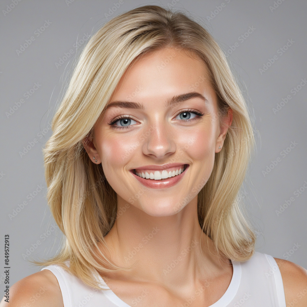 Portrait of a charming young woman with a gentle smile and beautiful blonde curls Portrait of a charming young woman with a gentle smile and beautiful blonde curls