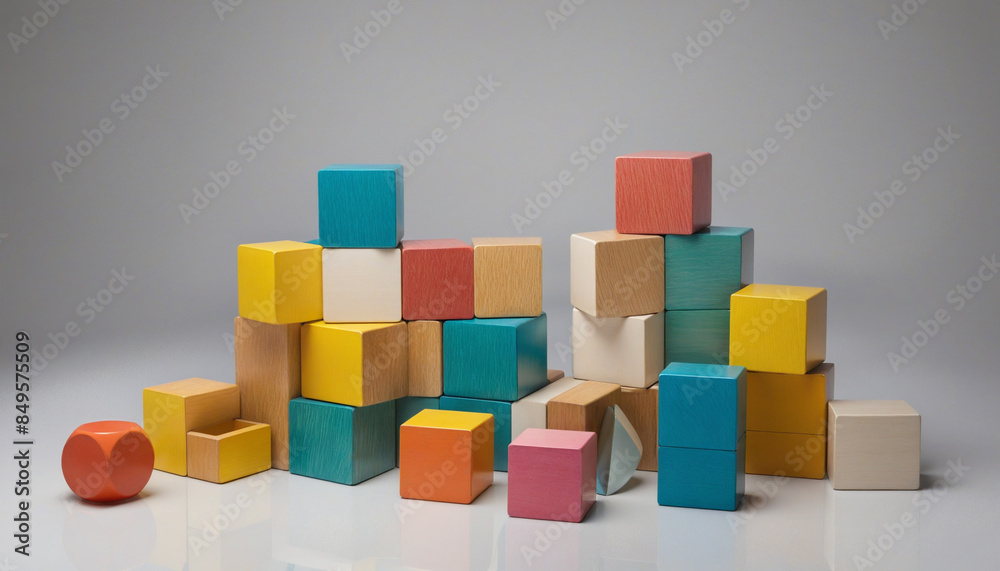 Grey wooden building blocks for creative play and learning Grey wooden building blocks for creative play and learning