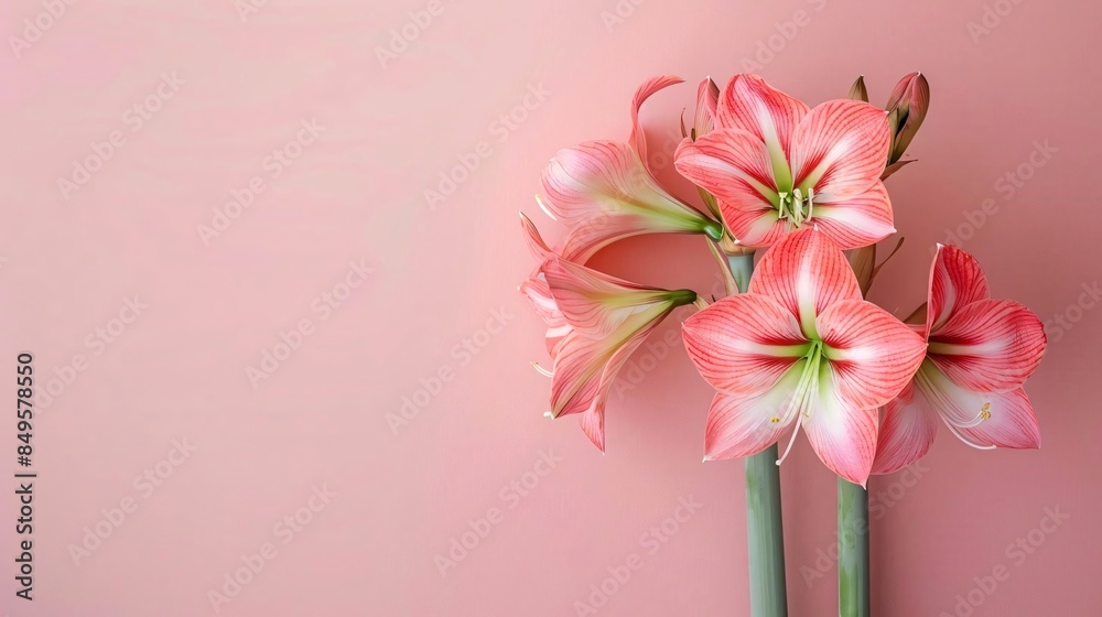 Amaryllis, isolated on a pastel background for blank background graphic resources Amaryllis, isolated on a pastel background for blank background graphic resources