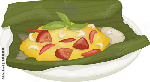 Indonesian Food Pepes Ikan Illustration photo