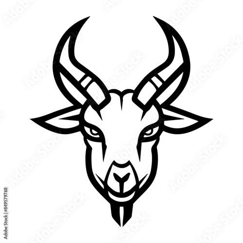Goat Power logo or modern line icon. Vector line art and icon design with bold outline. Black and white Pixel Perfect minimalistic symbol isolate white background. Creative logotype
