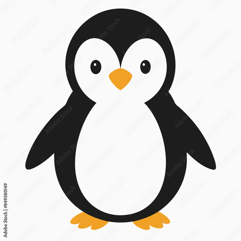 Obraz premium Penguin cub animal, match background,flat style,vector art