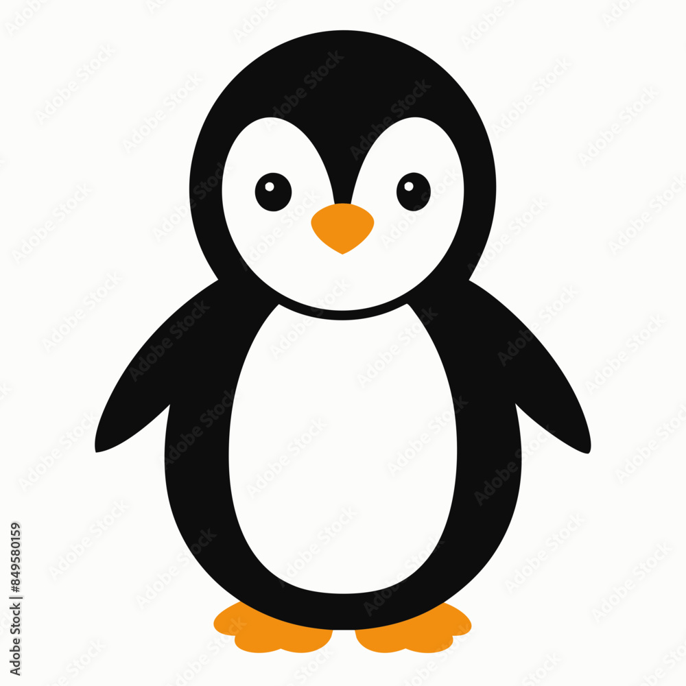Naklejka premium Penguin cub animal, match background,flat style,vector art 
