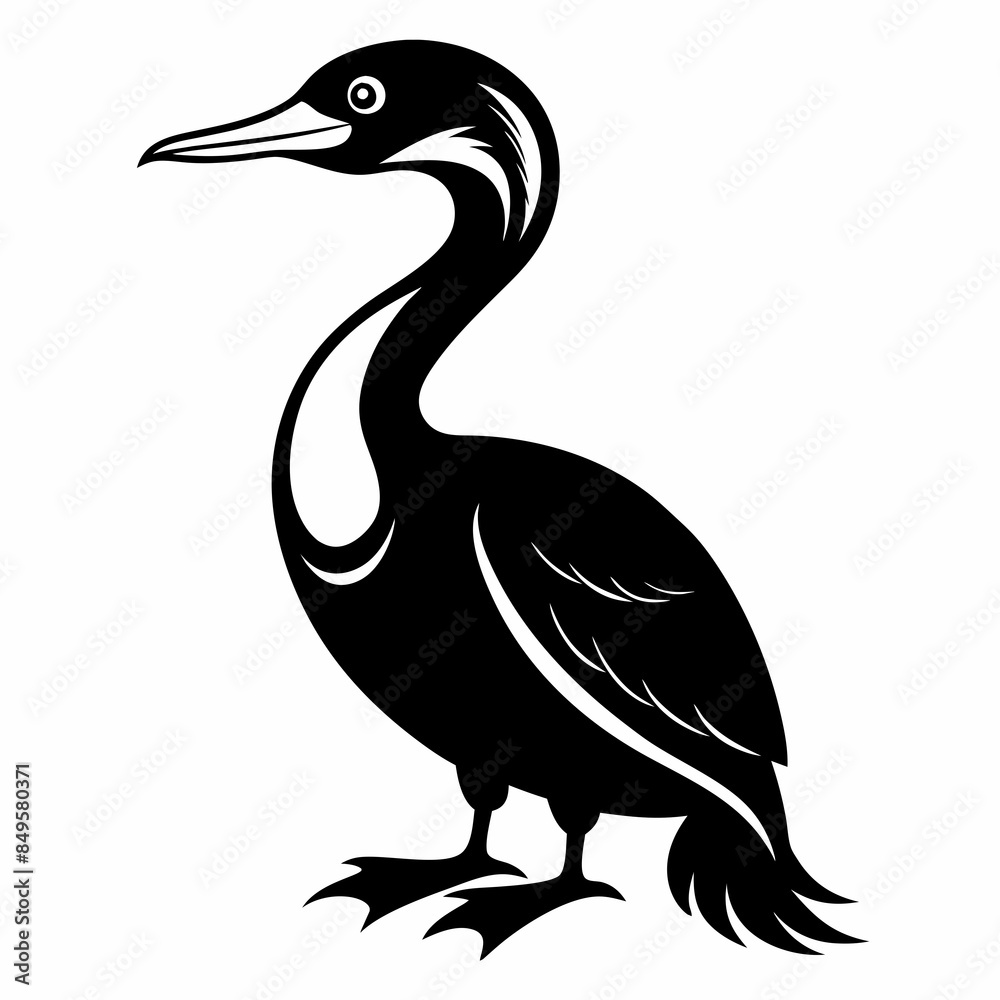 Fototapeta premium Cormorant outline vector silhouette illustration svg file