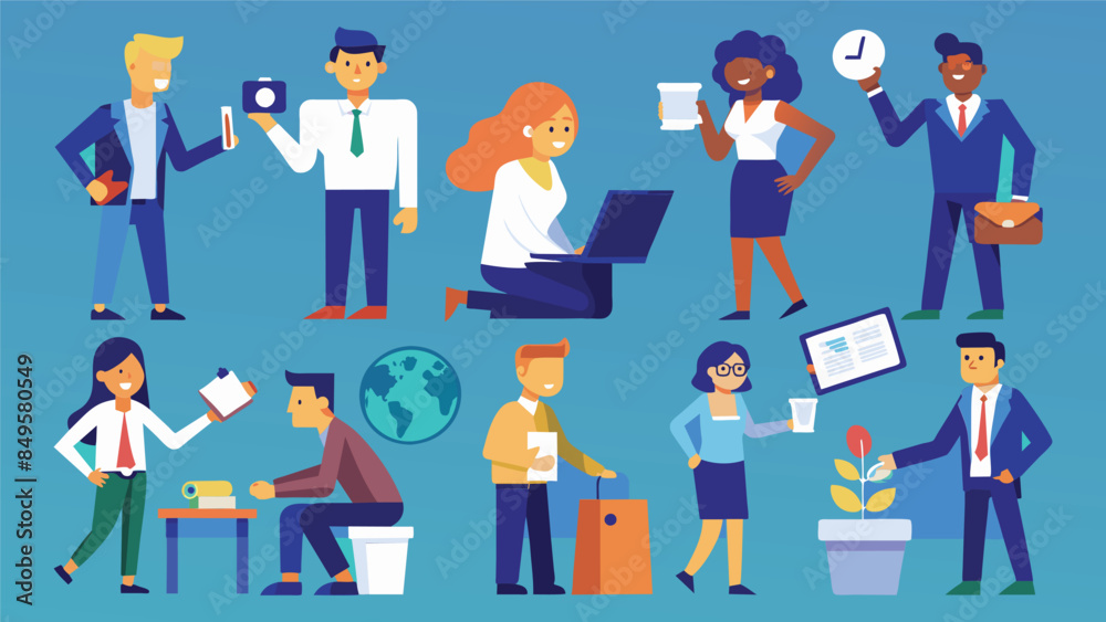 Business Concept illustrations. Mega set. Collection of scenes with men and women Business Concept illustrations. Mega set. Collection of scenes with men and women