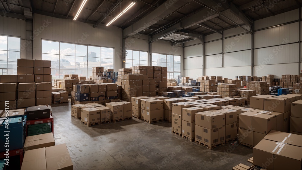 Professional graphic of a smart warehouse with inventory systems Professional graphic of a smart warehouse with inventory systems
