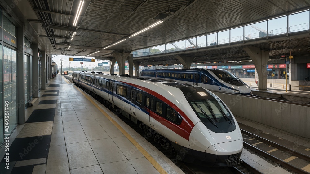 Sleek graphic of a high speed train network Sleek graphic of a high speed train network