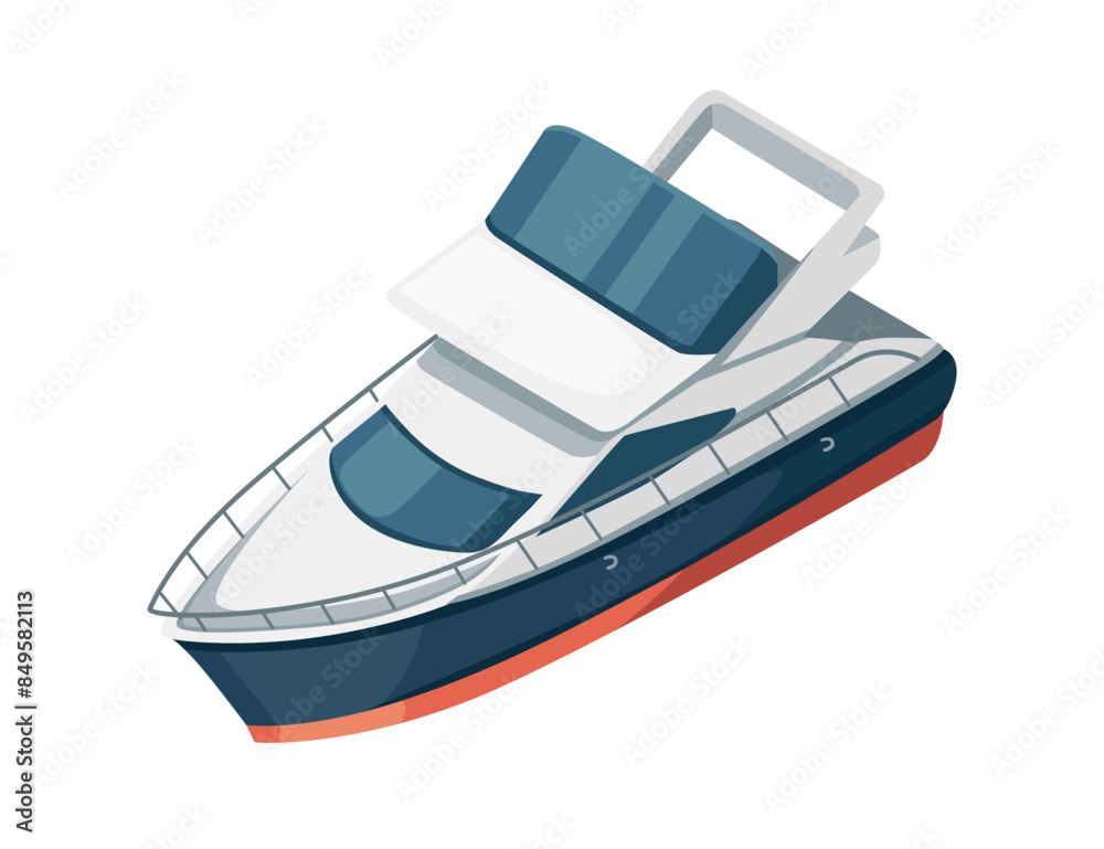 Isometric simple speed boat design vector illustration isolated on white background Isometric simple speed boat design vector illustration isolated on white background