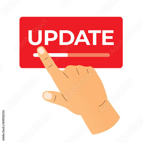 hand pressing update button; importance of keeping software up-to-date concept- vector illustration